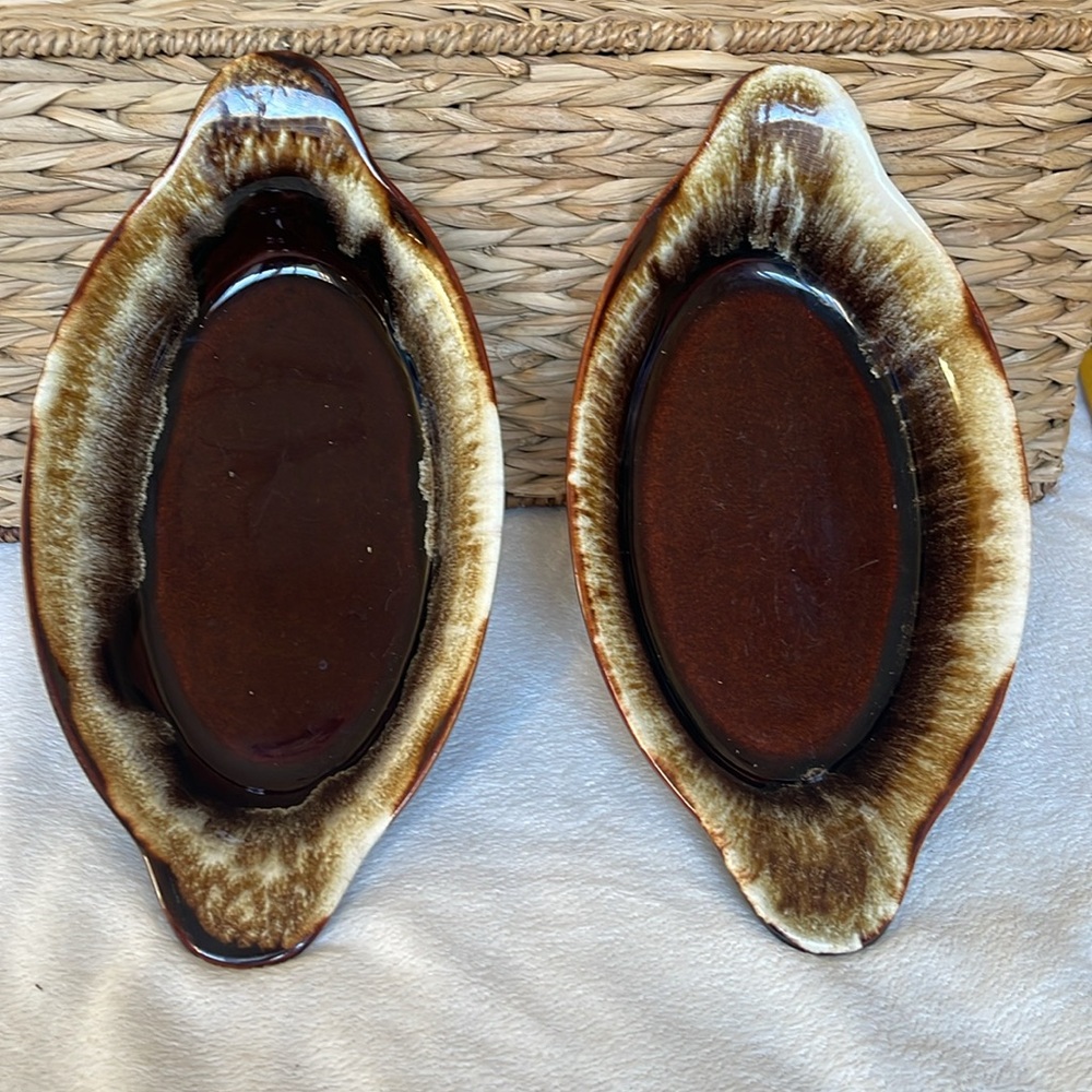 Pfaltzgraff Stoneware #270 Brown Drip Glaze USA Au Gratin Dish 22 oz Set of 2